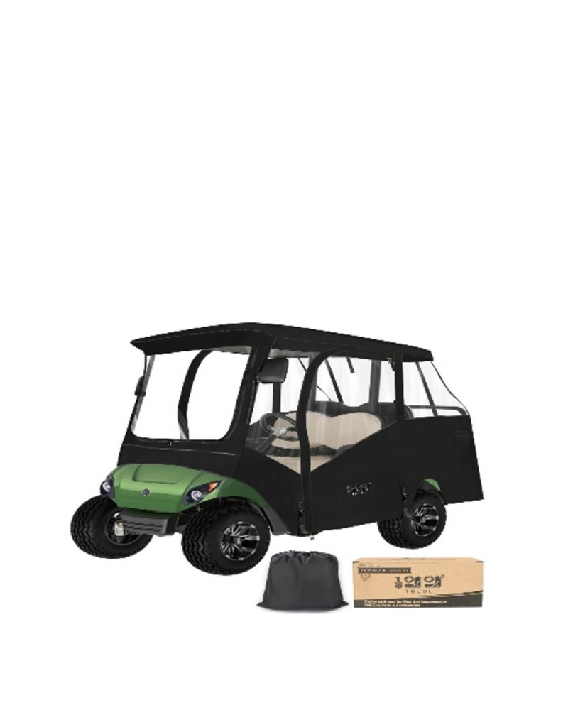 Golf Cart Cover for 4-Seater Yamaha G14,G16,G22,G29, Drive and Drive 2 with Short Roof - Black
