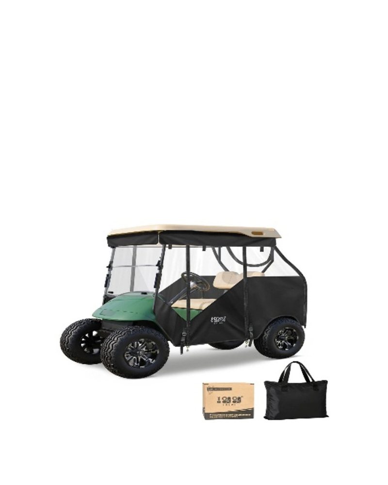 Golf Cart Cover for 2-Seater Ezgo TXT 2001 on with Short Roof - Black