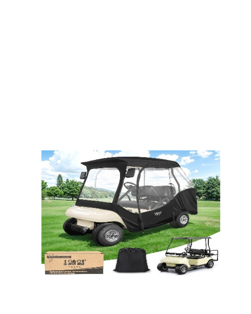 Golf Cart Cover for Club Car DS 4-Seater with Short Roof - Black