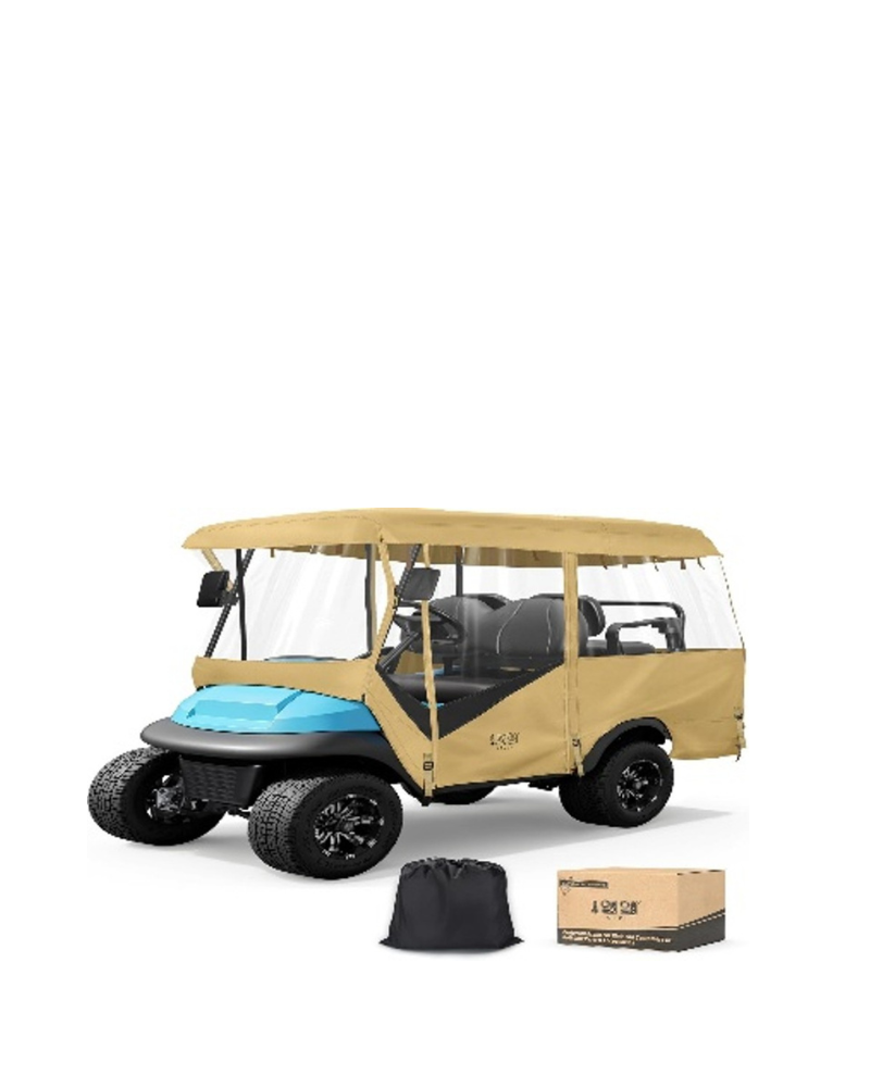Golf Cart Cover for Club Car, Ezgo and Yamaha with Long Roof - 4-Seater with Long Roof - Beige