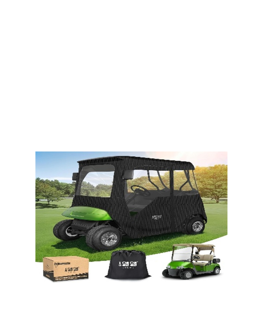 Golf Cart Storage Cover for Club Car, EZGO and Yamaha models 2 with a Short Roof - Black