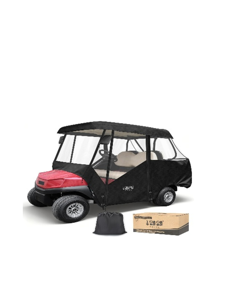 Golf Cart Cover for Club Car Tempo and Onward 4-Seater with Short Roof - Black