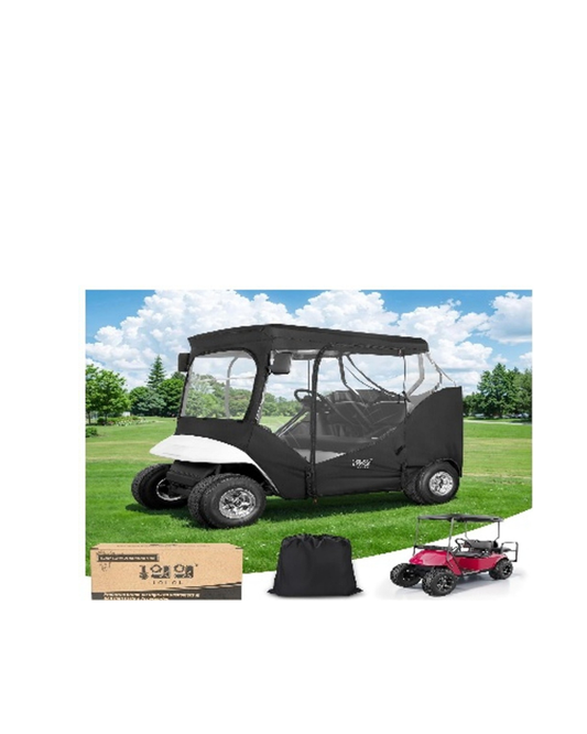 Golf Cart Cover for 2-Seater EZGO TXT and RXV with Short Roof - Black