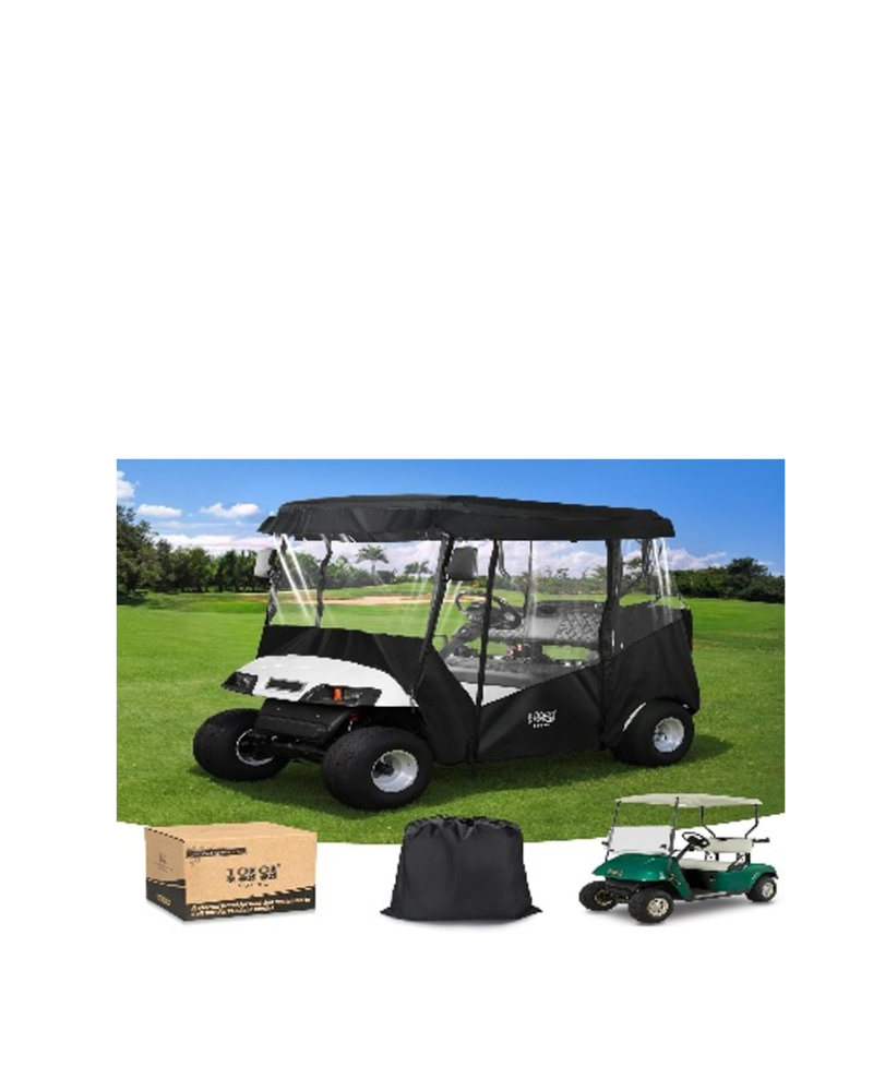 Golf Cart Cover for Club Car DS and EZGO TXT 1994-2001 2-Seater with Short Roof - Black