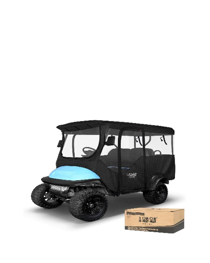 Golf Cart Cover for Club Car Precedent with Long Roof - 4-Seater - Black